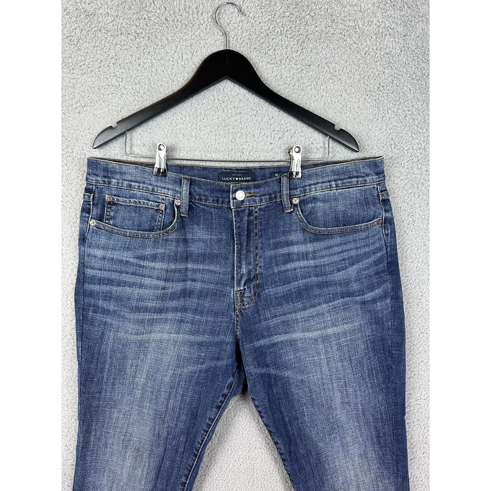 Lucky Brand 121 Slim Jeans Mens 38x30 Blue Denim Stretch Medium Wash Casual Mens